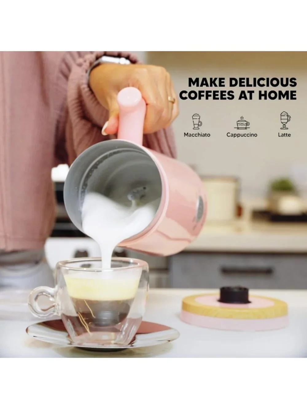 Automatic Electric Milk Frother & Heater for Coffee, Latte, Cappuccino - 4